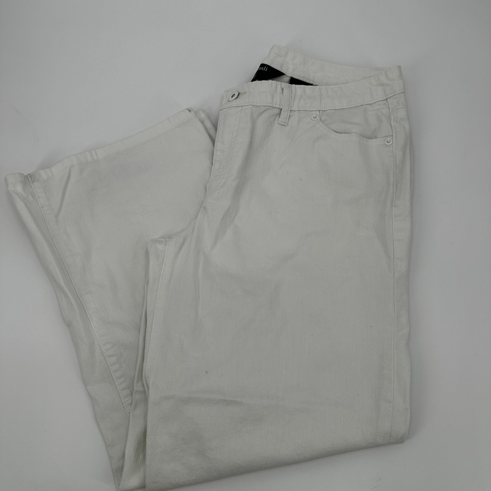 Norma Kamali White Wide Leg Cropped Jeans High Rise‎ Classic Fit Casual Everyday